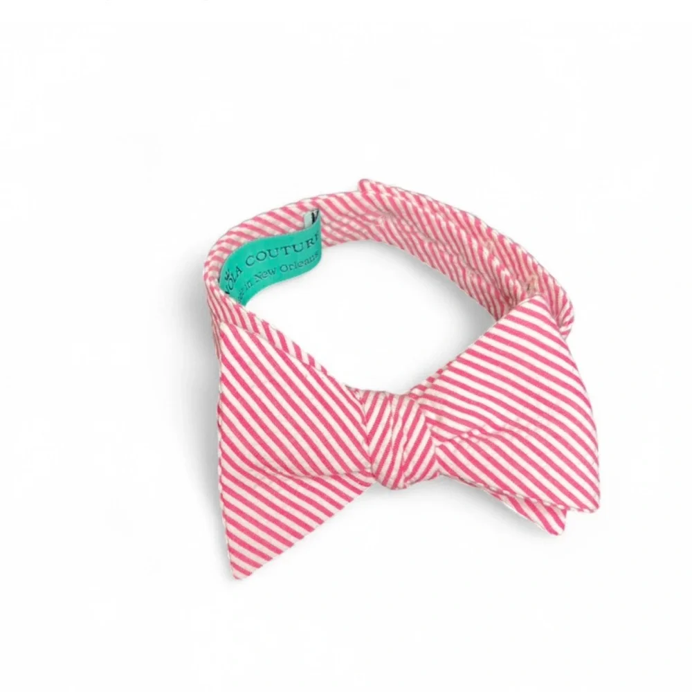 🐞Boys’ NOLA COUTURE Panama Pink Seersucker Bow Tie